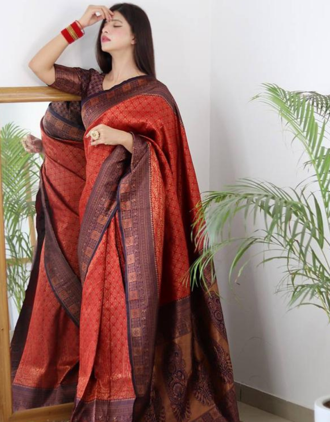 Pooja Red Soft Silk Saree