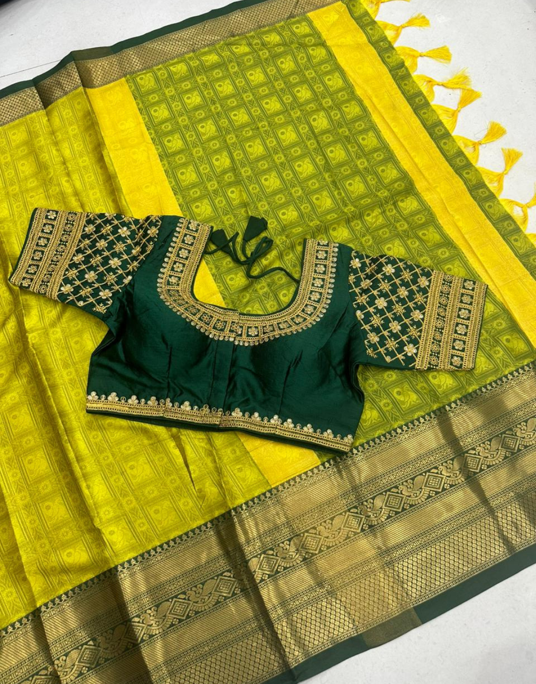 Aarya Yellow Cotton Silk Saree