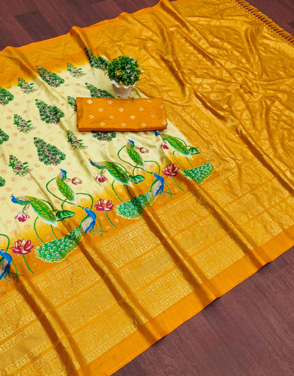 Ratan Yellow Dolla Silk Saree