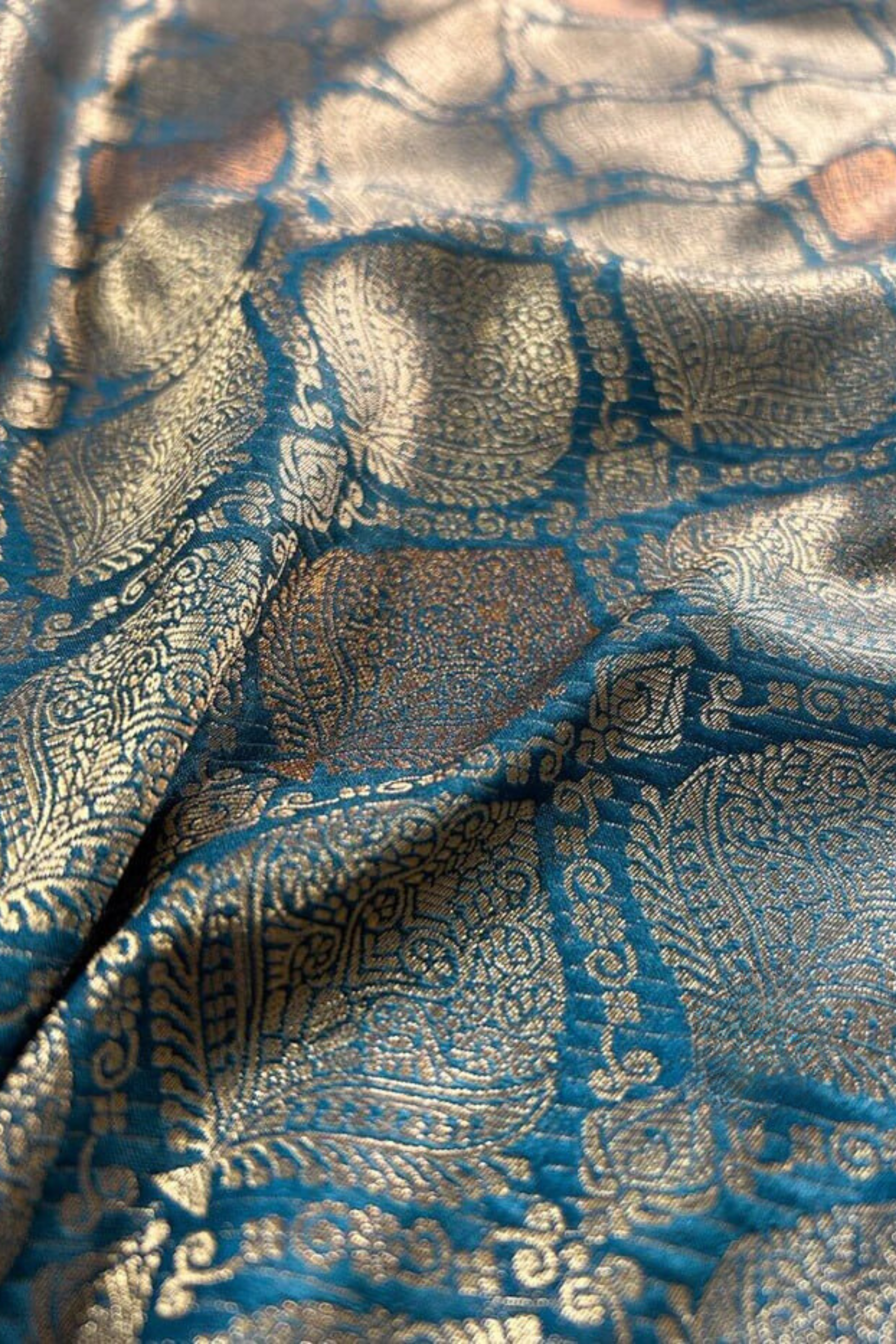 Blush Gleam - Blue - Banarasi Silk Saree