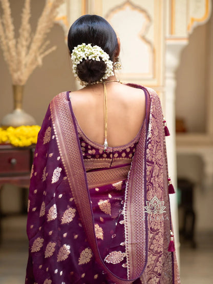 Sudha Wine Banarasi Silk Saree