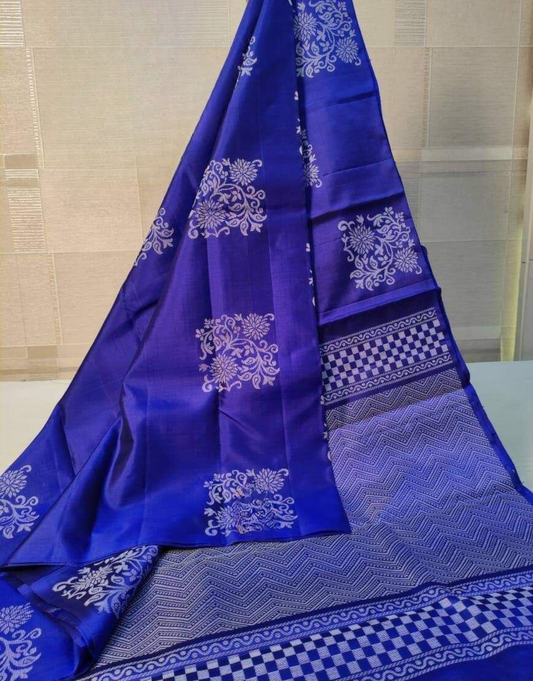 Eva RoyalBlue Soft Silk Saree