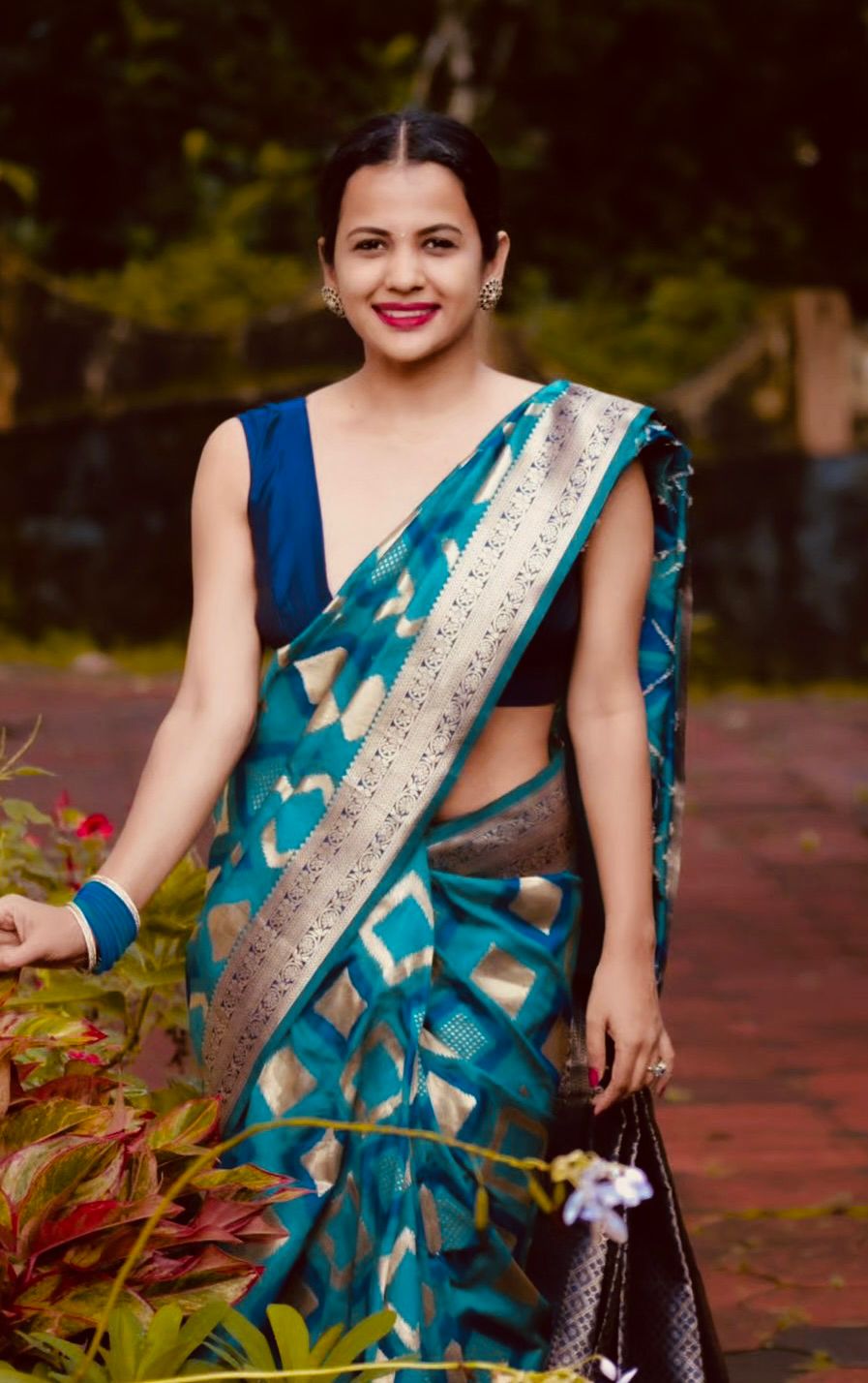 Lila CyanBlue Soft Silk Saree