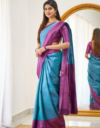 Jivika Fountain Blue Kanchipuram Silk Saree