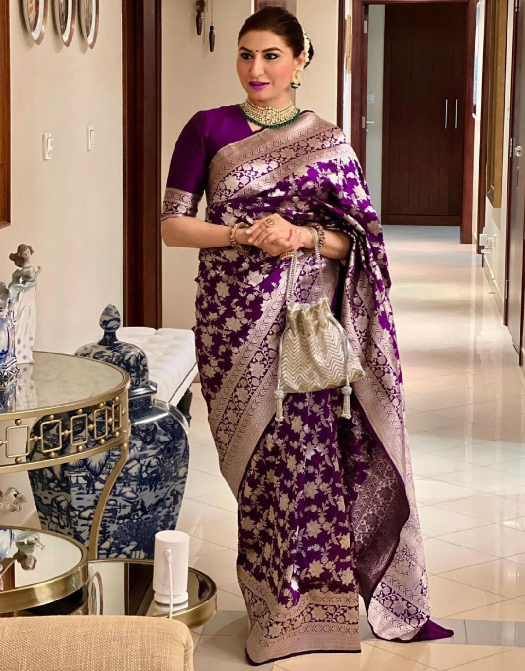 Aarya Purple Kanchipuram Silk Saree