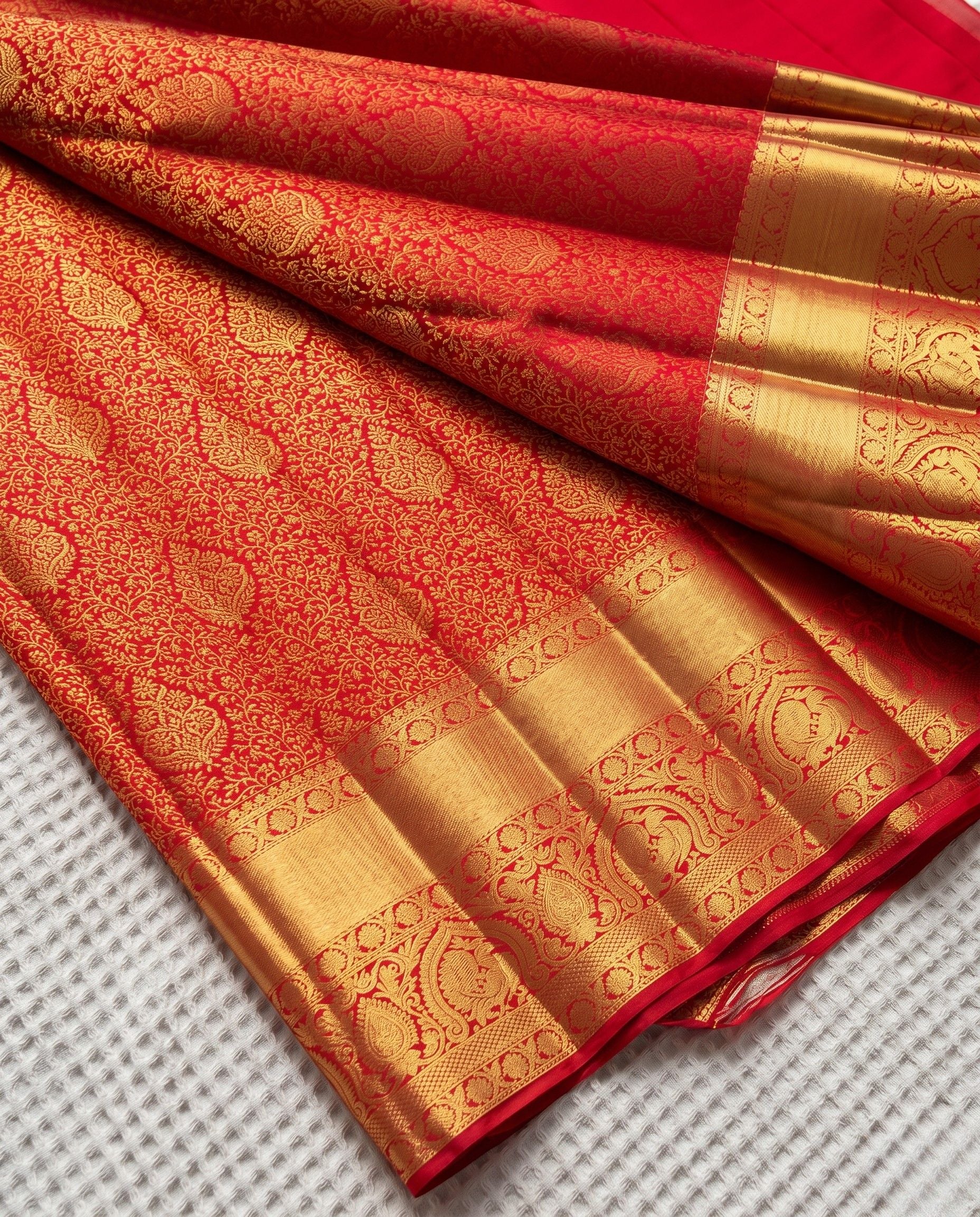 Nishi - Red Gold Traditional Zari Brocade Kanchipuram Silk Saree