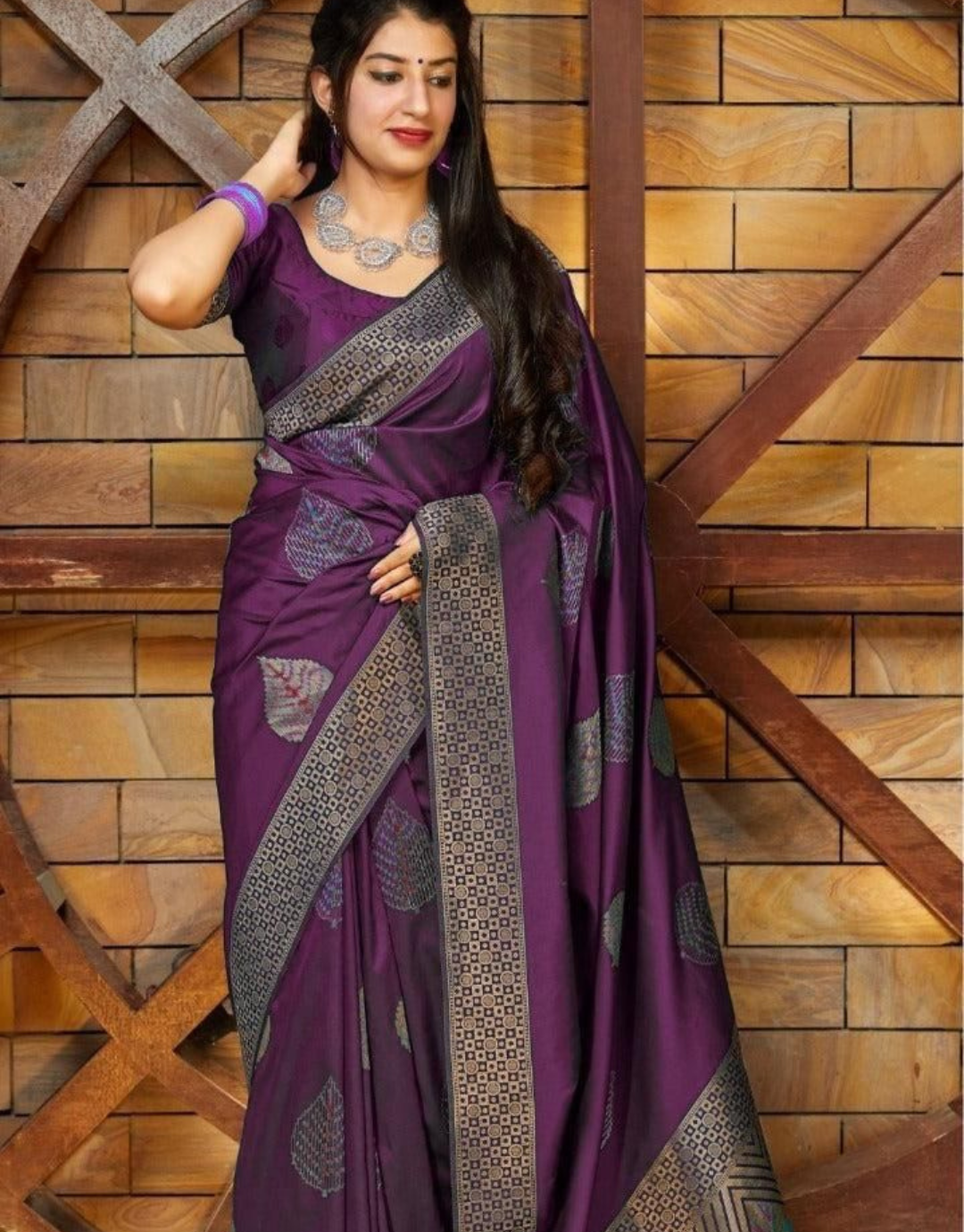 Cardi Deep Violet Soft Silk Saree