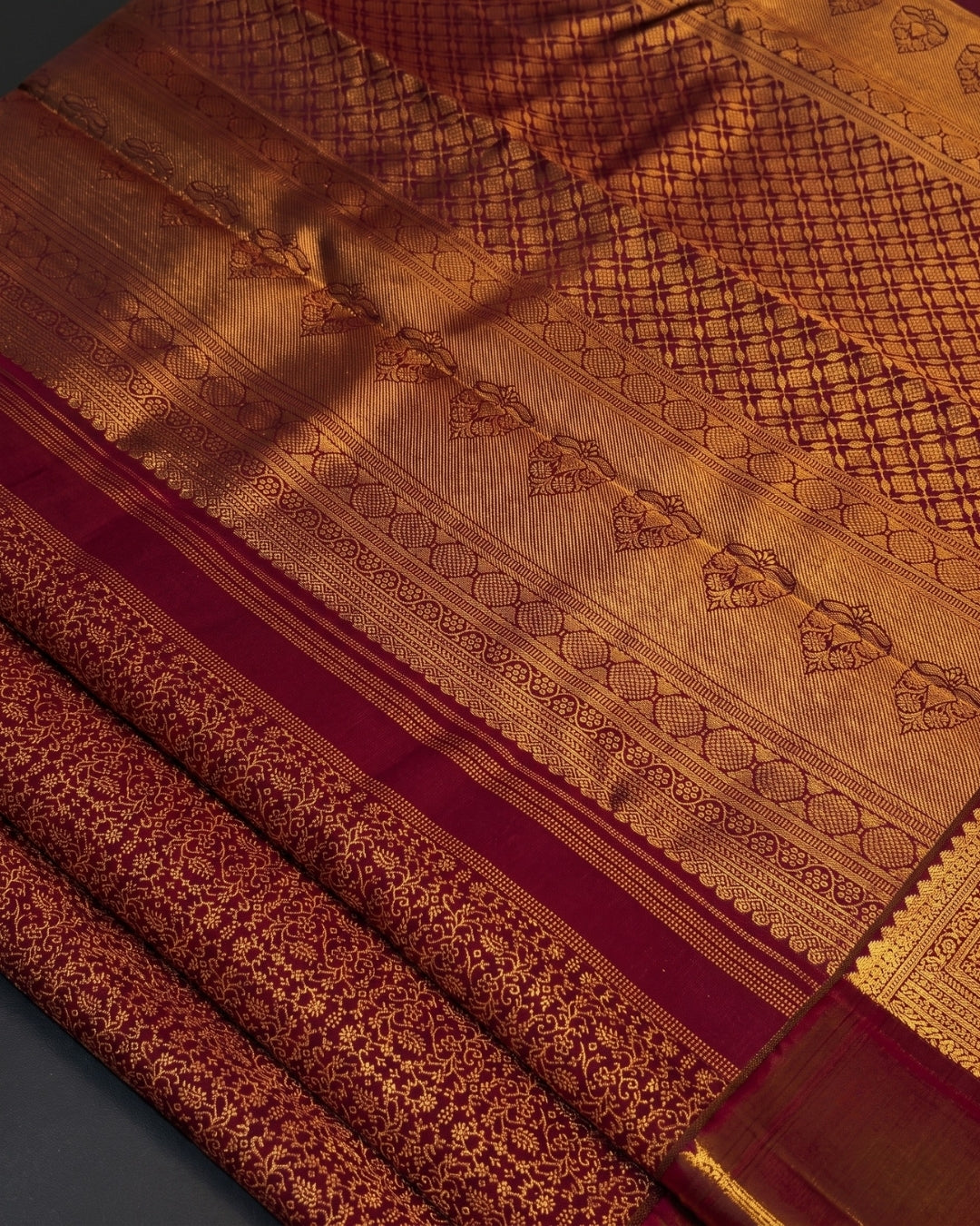 Garima - Royal Wine Zari Woven Silk Saree