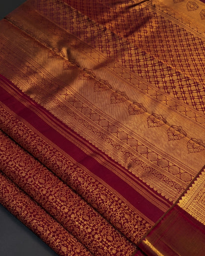 Garima - Royal Wine Zari Woven Silk Saree