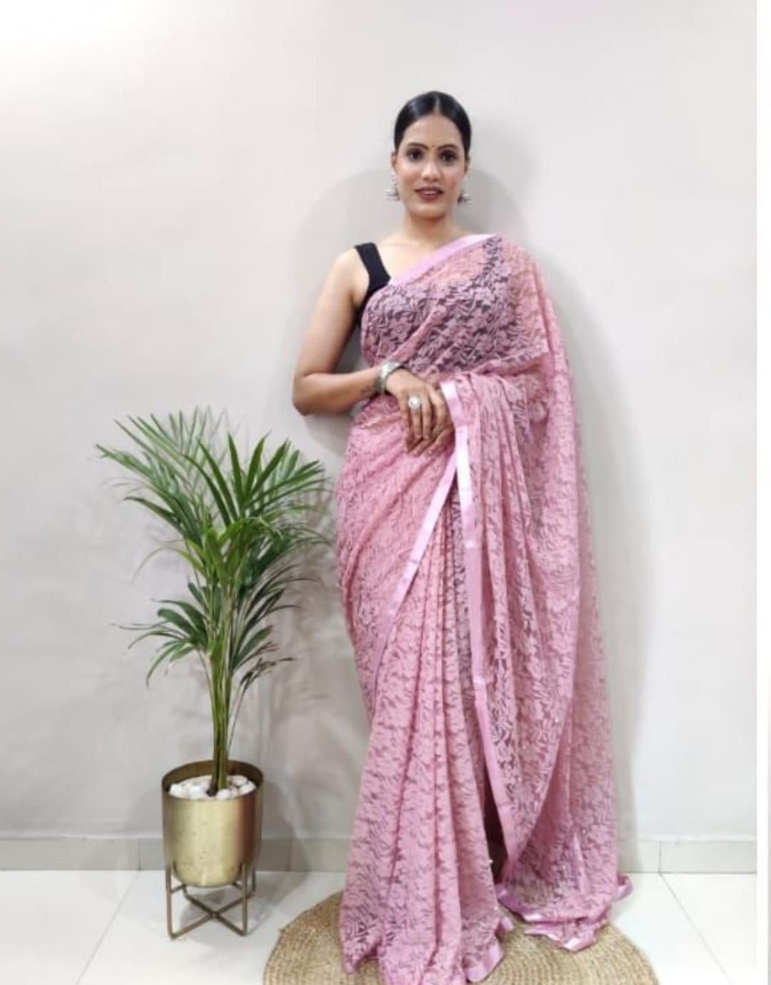 Rohini Pastel Pink Brasso Saree