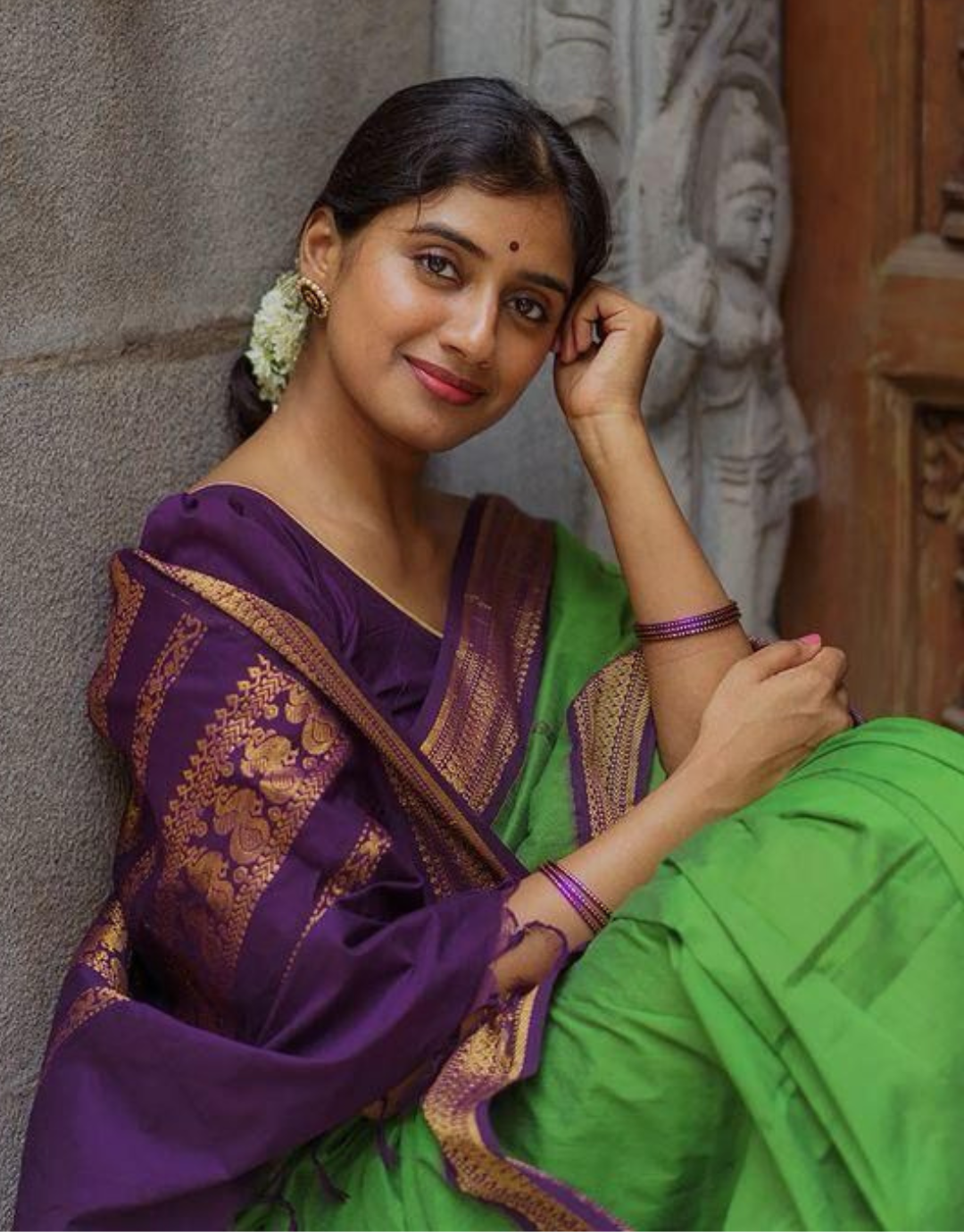 Bhavna ToxicGreen Linen Cotton Saree