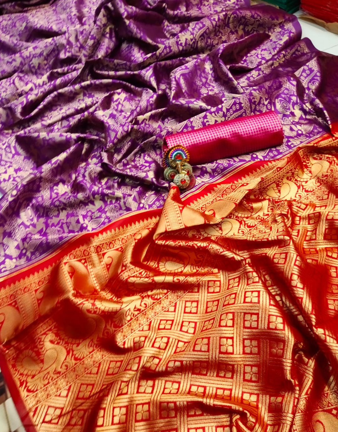 Aradhana Purple Kanchipuram Silk Saree With Attractive Blouse