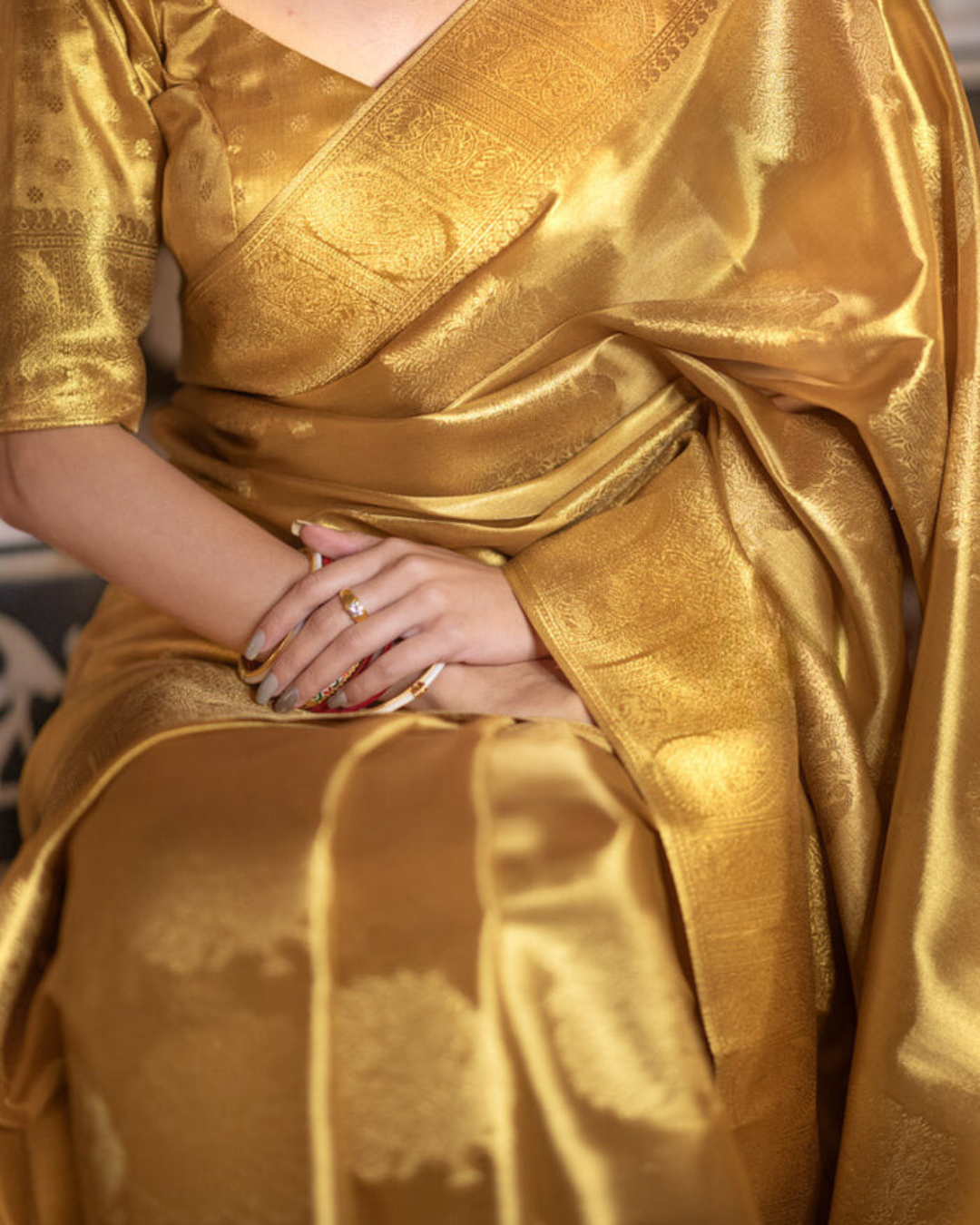 Golden Bloom - Banarasi Silk Saree