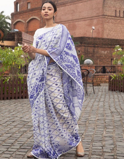 Reena Lavender Linen cotton Saree