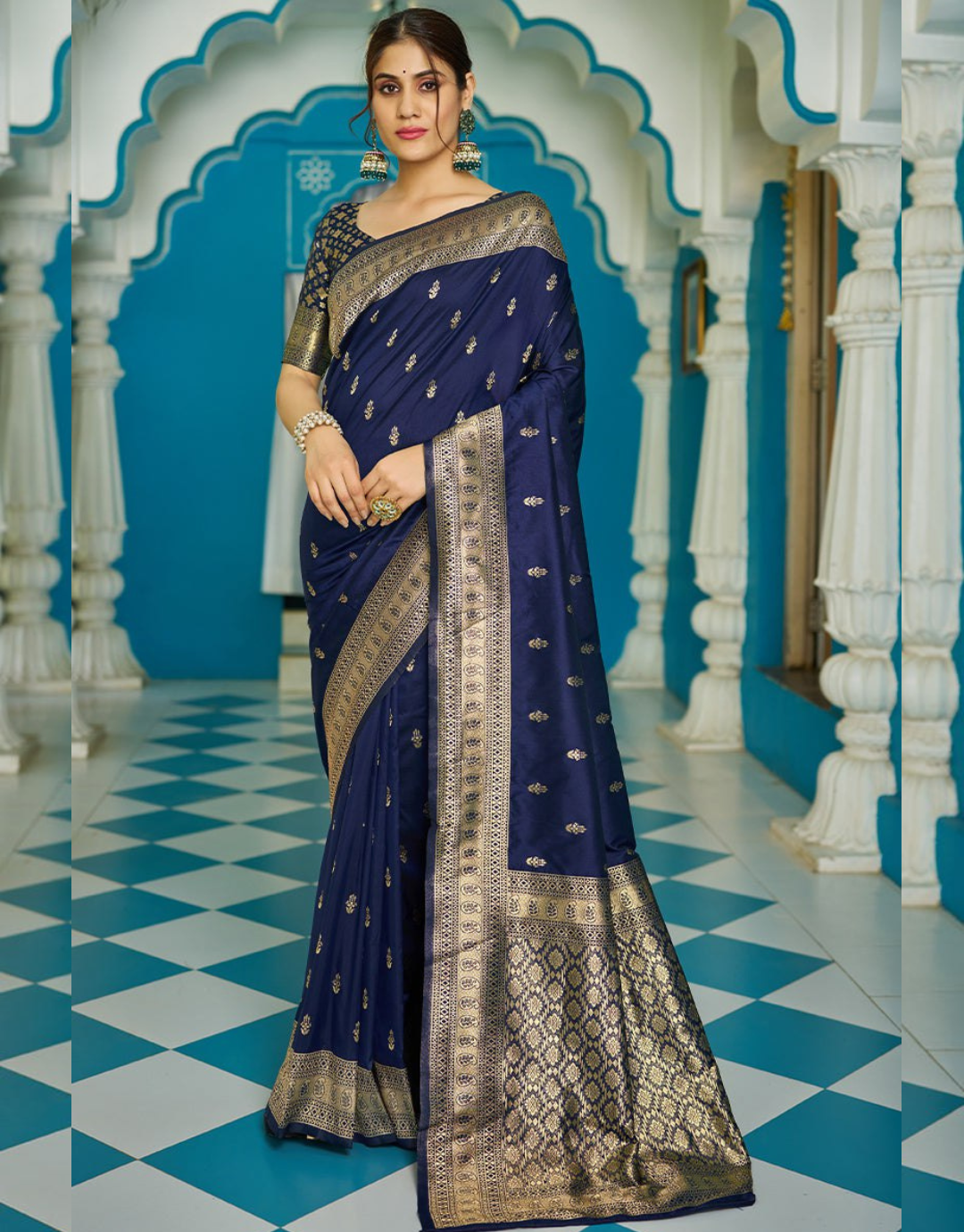 Shanti Blue Banarasi Silk Saree