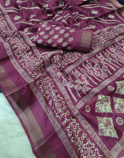 Rajvi Wine Cotton Saree