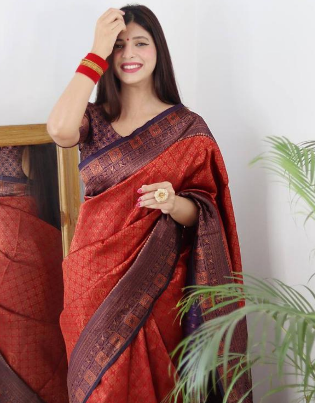 Pooja Red Soft Silk Saree