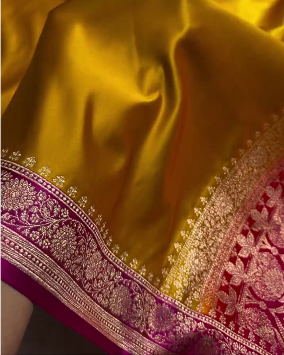 Ami - Grand Mustard Zari Border Wedding Wear Saree