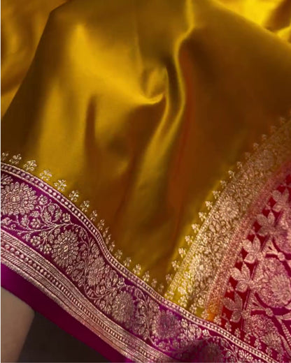 Ami - Grand Mustard Zari Border Wedding Wear Saree