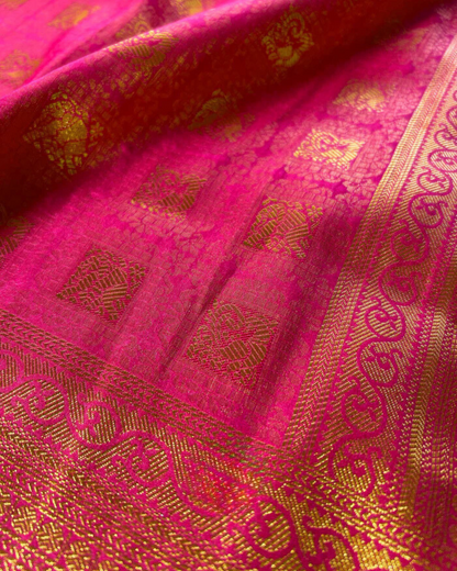 Fuchsia Glow - Banarasi Silk Saree