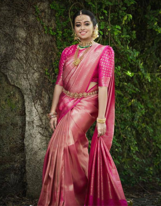 Veer DarkPink Soft Silk Saree