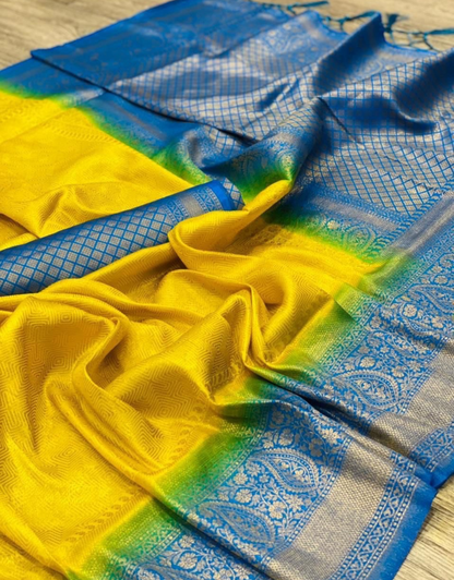 Yamuna Yellow -Sky Soft Silk Saree