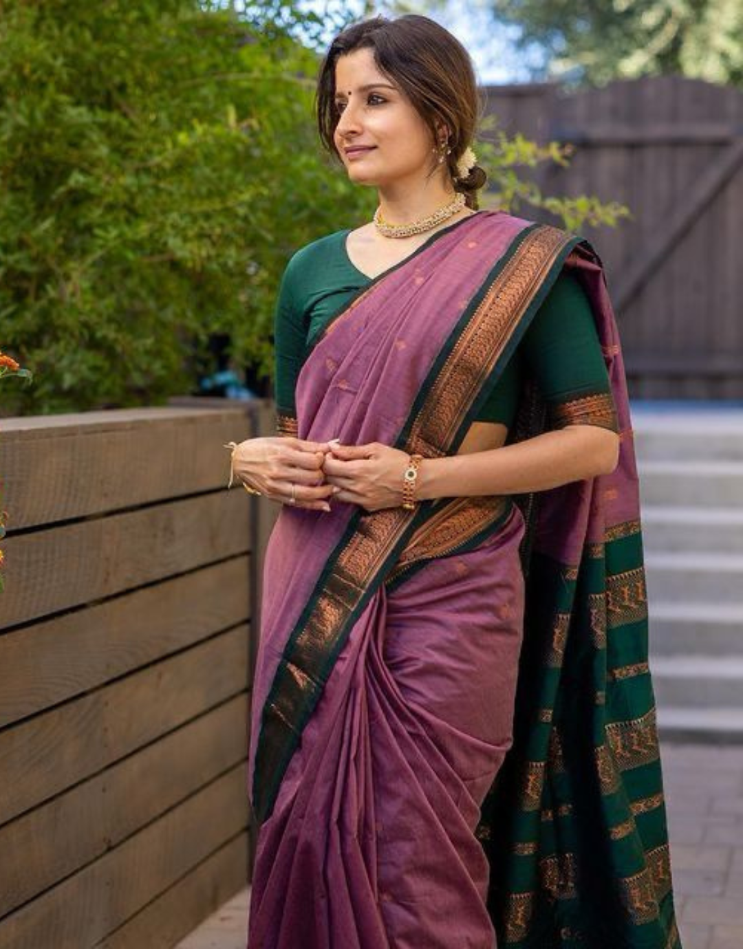 Bhavna LilacPurple Linen Cotton Saree