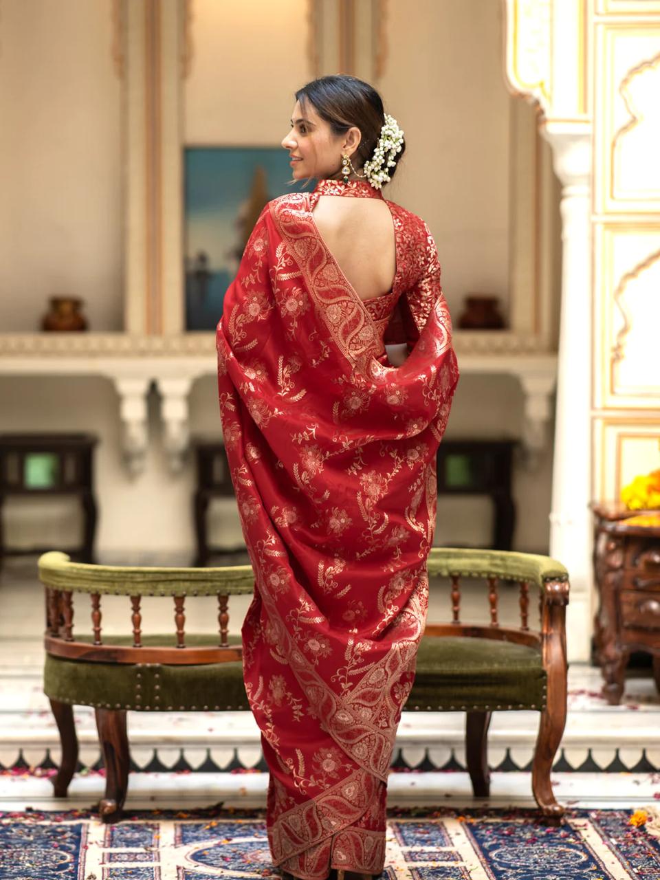 Hema Red Banarasi Silk Saree