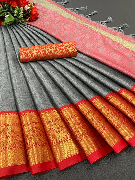 Ruchi Grey Soft Silk Saree