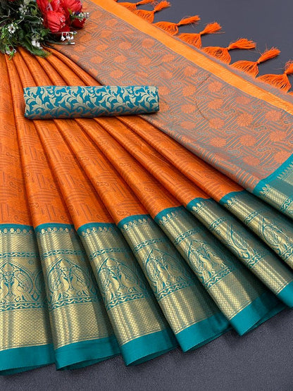 Ruchi Orange Soft Silk Saree