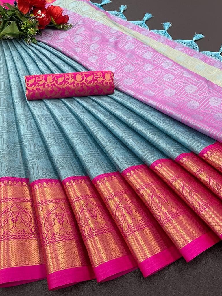 Ruchi Pastel Blue Soft Silk Saree