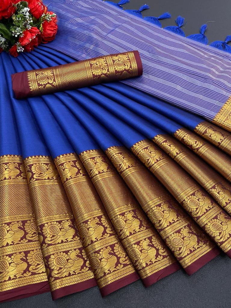 Nupoor Blue Banarasi Silk Saree