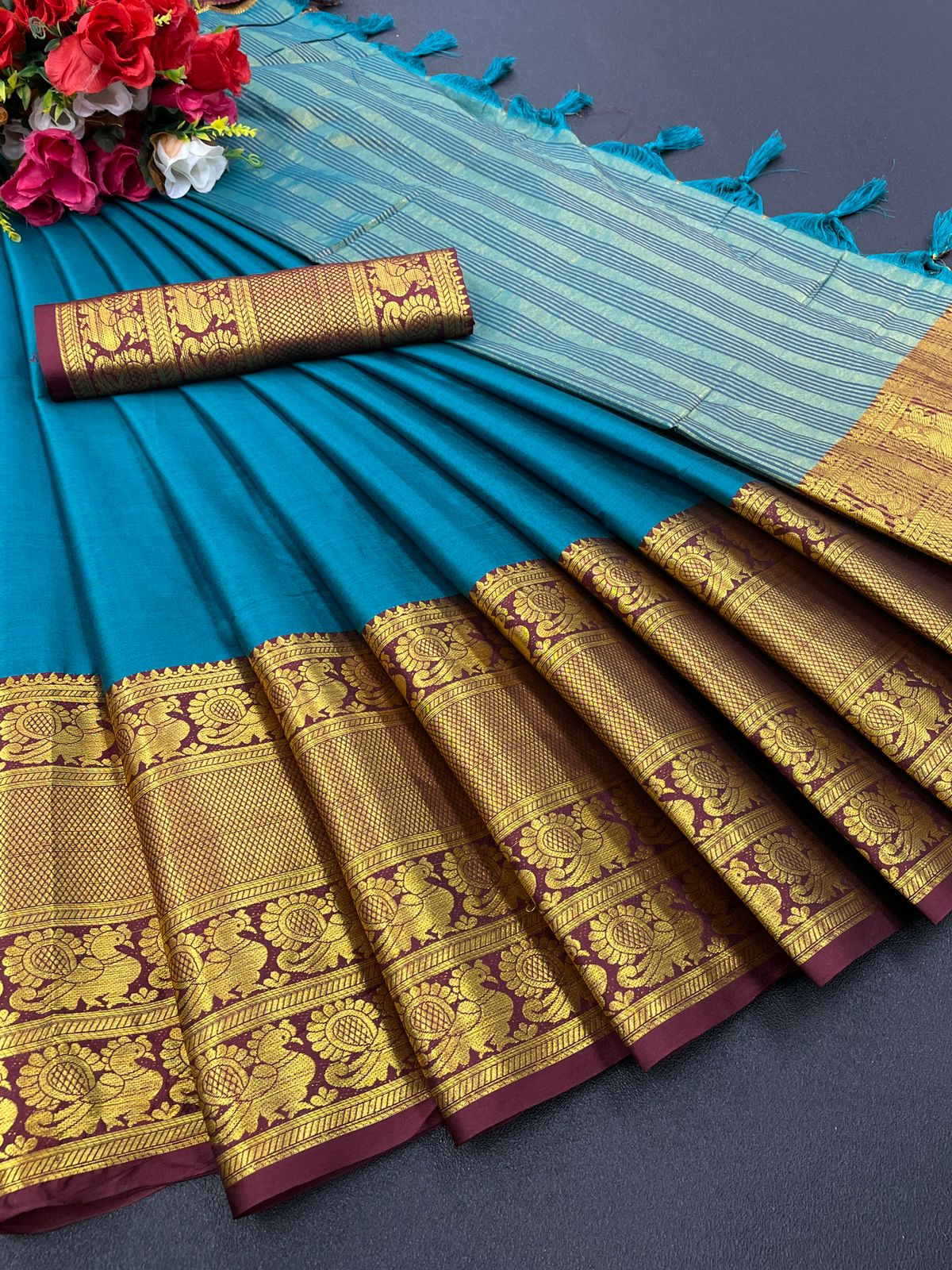 Nupoor Sky Blue  Banarasi Silk Saree