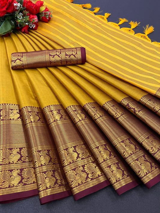 Nupoor Yellow  Banarasi Silk Saree