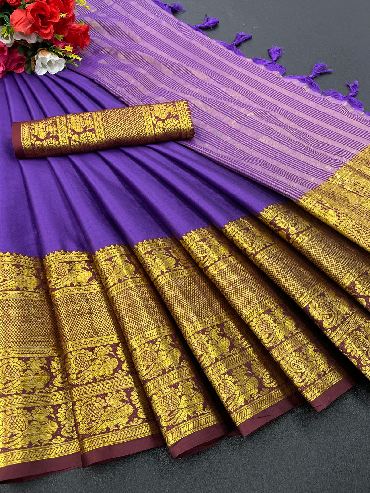 Nupoor Purple Banarasi Silk Saree