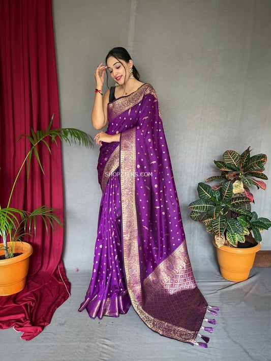 Saumya Violet Banarasi Saree