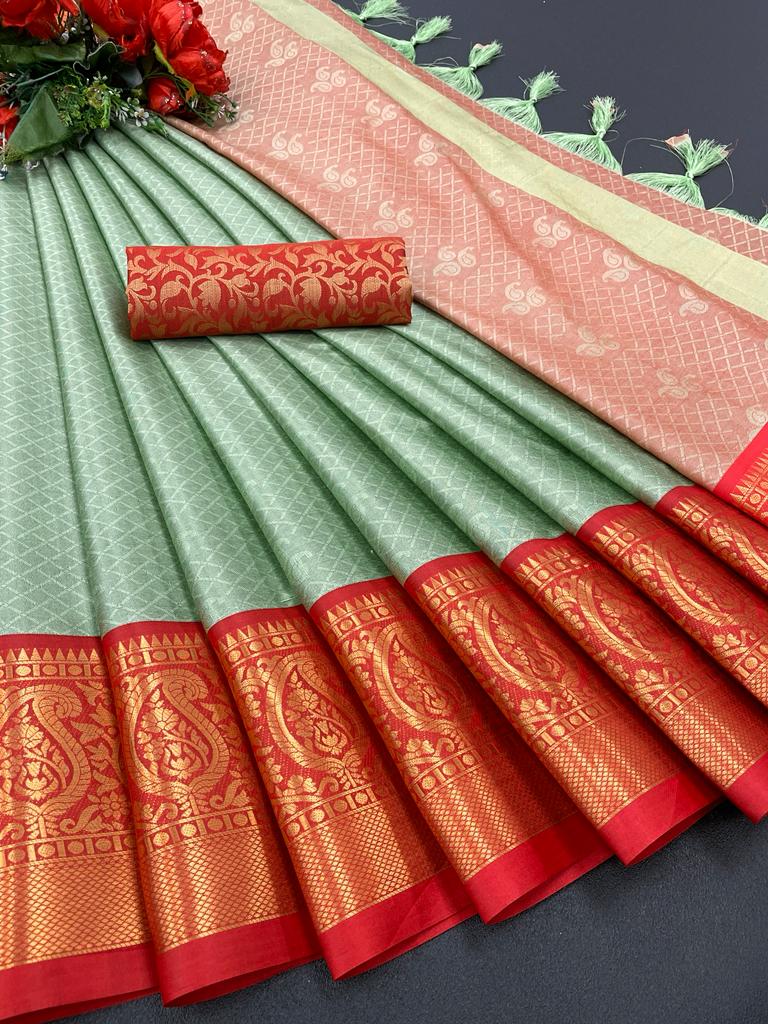 Yutika Spanish Green Soft Silk Saree