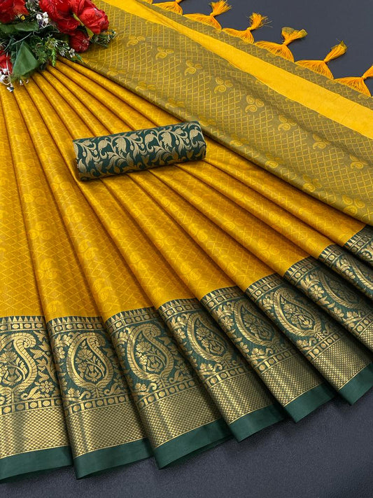 Yutika Mustard Soft Silk Saree