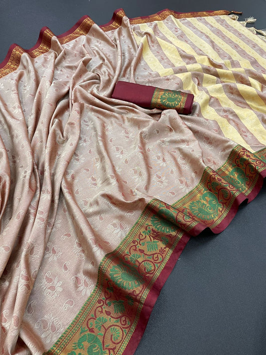 Vinita Beige Soft Silk Sareee