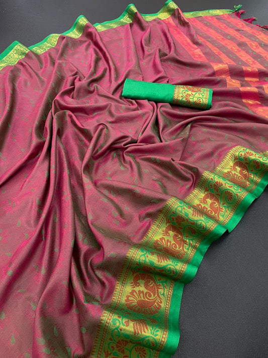 Vinita Maroon Soft Silk Sareee