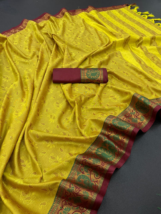 Vinita Yellow Soft Silk Sareee