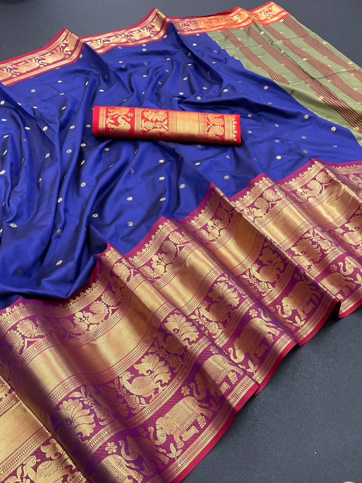 Raksha Dark Blue Banarasi Saree