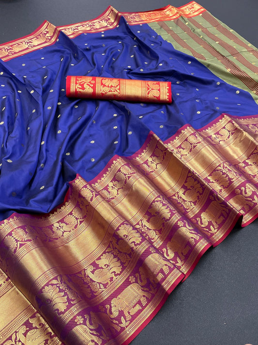 Raksha Dark Blue Banarasi Saree