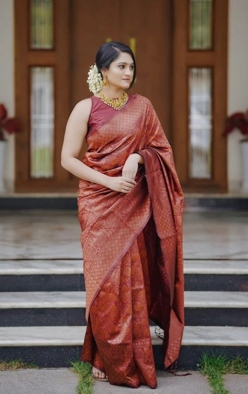 Shivani Brown Soft Silk Saree