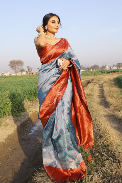 Daksha Grey Soft Silk Saree