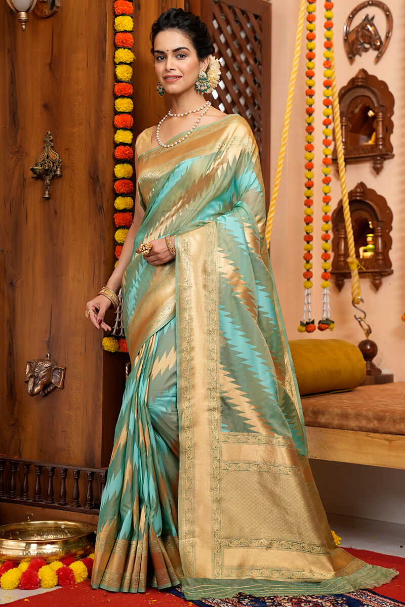 Heena Firozy Coloured Organza Silk Saree With Enchanting Blouse