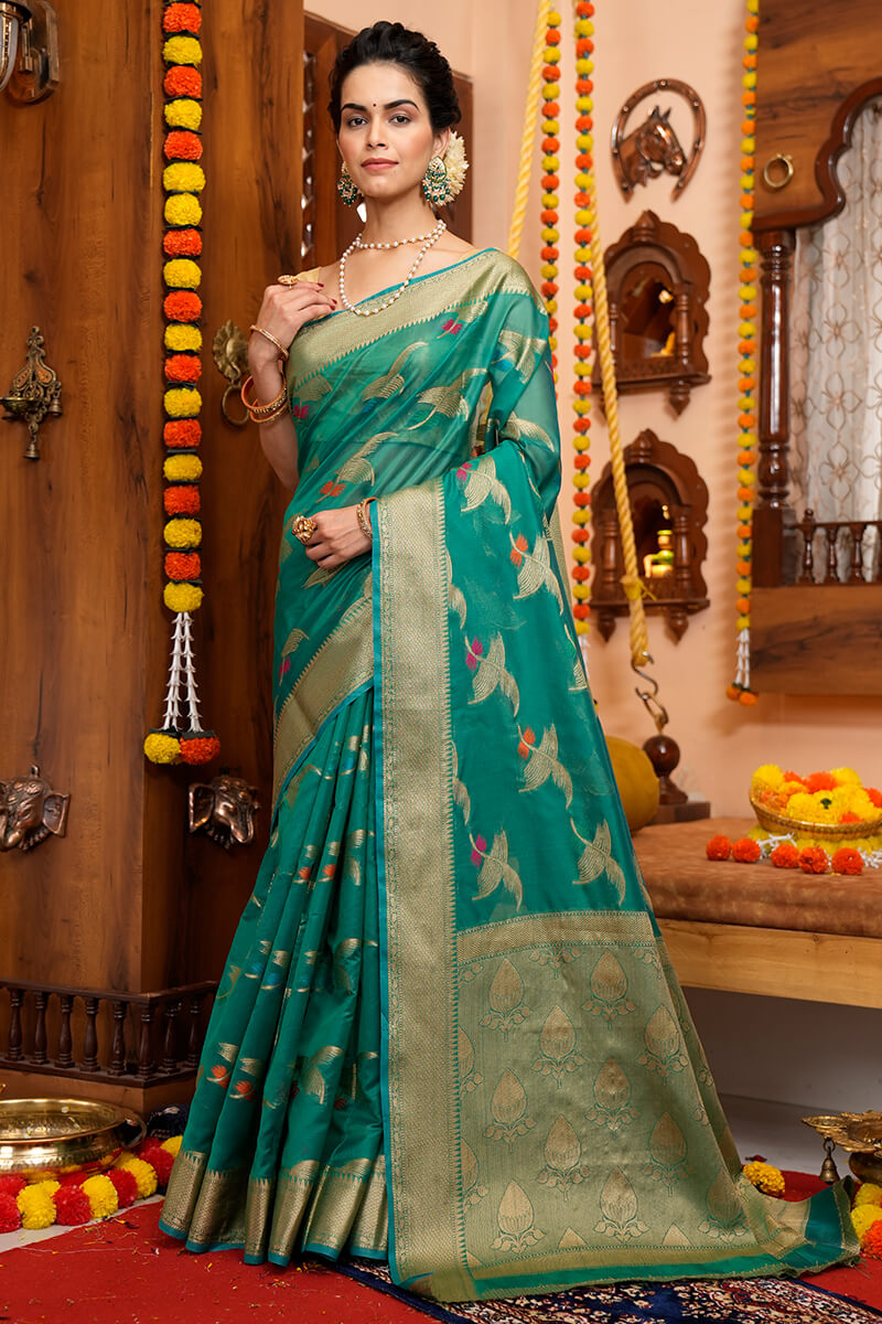 Yana Rama Coloured Organza Silk Saree With Elegant Blouse