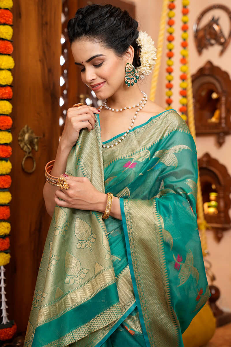 Yana Rama Coloured Organza Silk Saree With Elegant Blouse