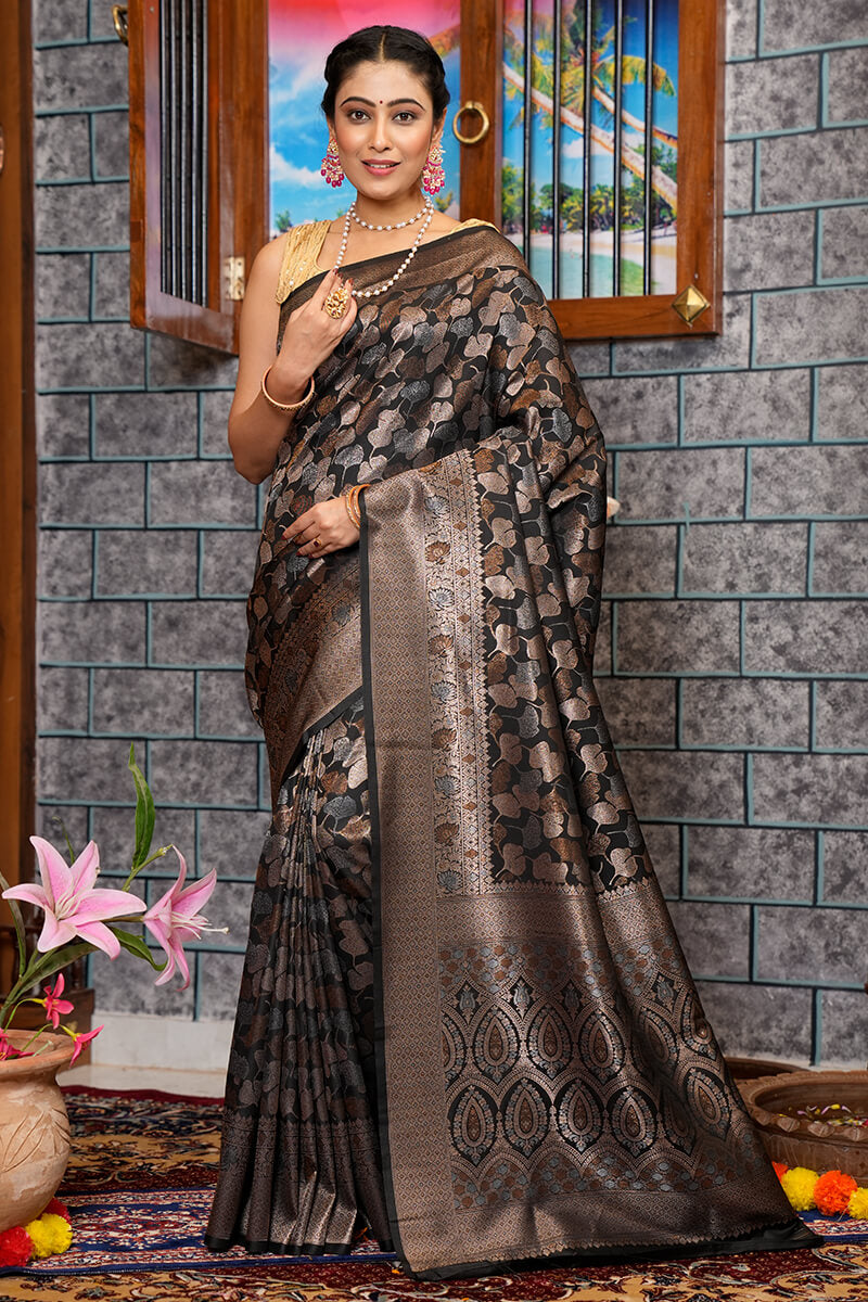 Beena Black Kanchipuram Saree