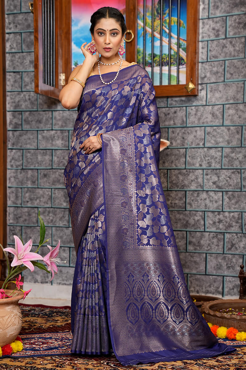 Beena Navy Blue Kanchipuram Saree